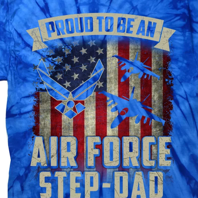 Proud Air Force Stepcute Giftdad Funny American Flag Gift Tie-Dye T-Shirt