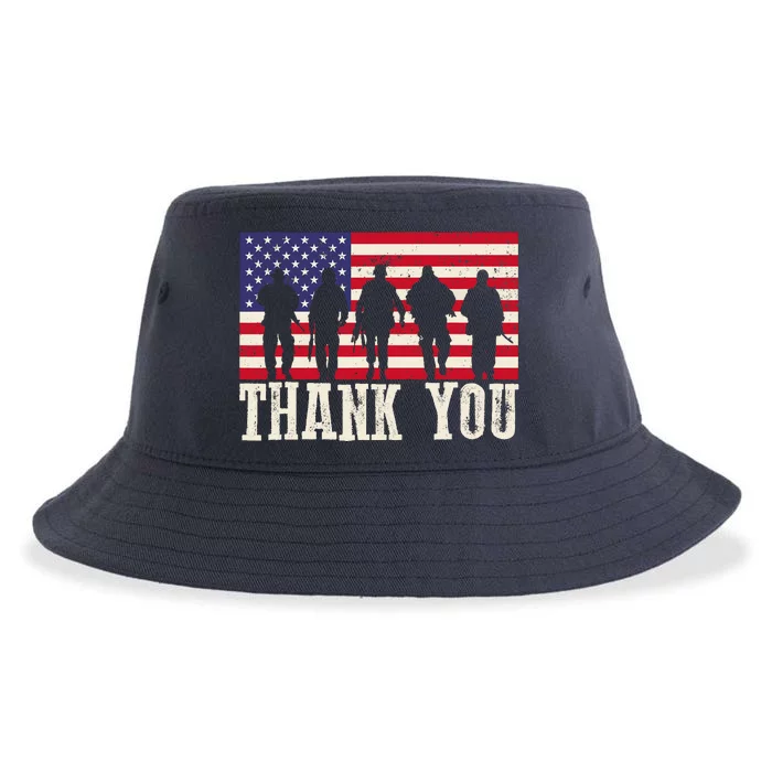 Patriotic American Flag Thank You For Girl Boy Sustainable Bucket Hat