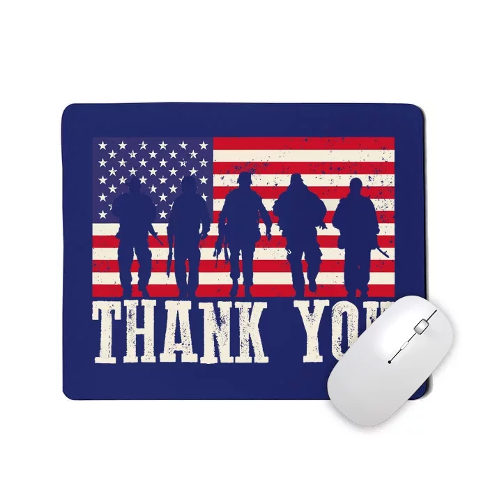 Patriotic American Flag Thank You For Girl Boy Mousepad