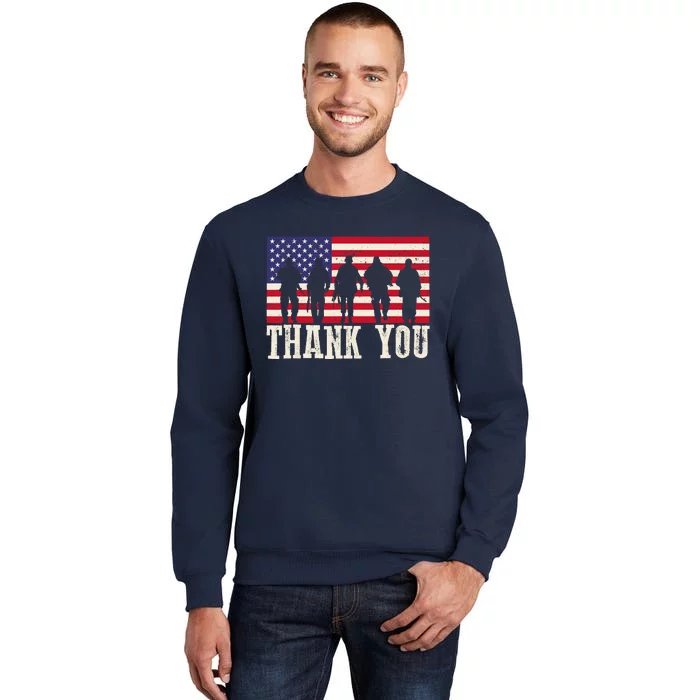 Patriotic American Flag Thank You For Girl Boy Tall Sweatshirt