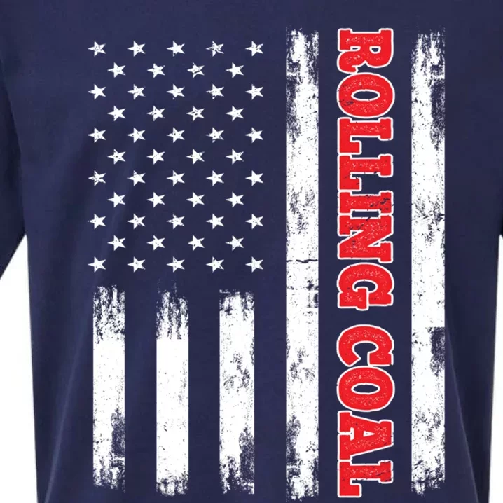 Patriotic American Flag Diesel Power Rolling Coal Gift Sueded Cloud Jersey T-Shirt