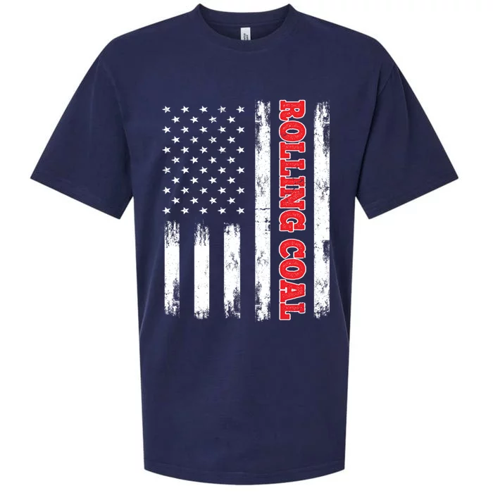 Patriotic American Flag Diesel Power Rolling Coal Gift Sueded Cloud Jersey T-Shirt