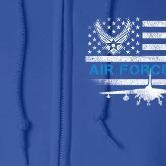 Proud Air Force Dad Cool Gift Veteran Flag Gift Great Gift Full Zip Hoodie