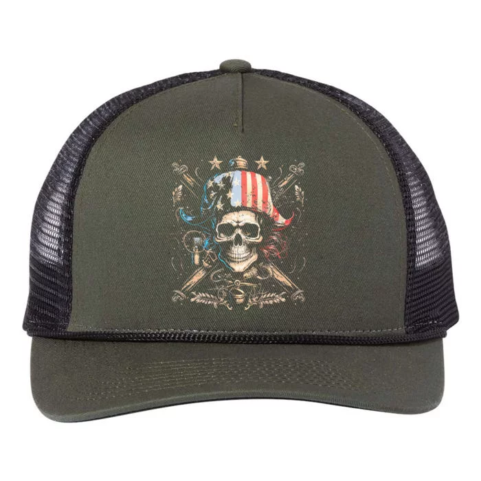 Pirate American Flag Retro Rope Trucker Hat Cap