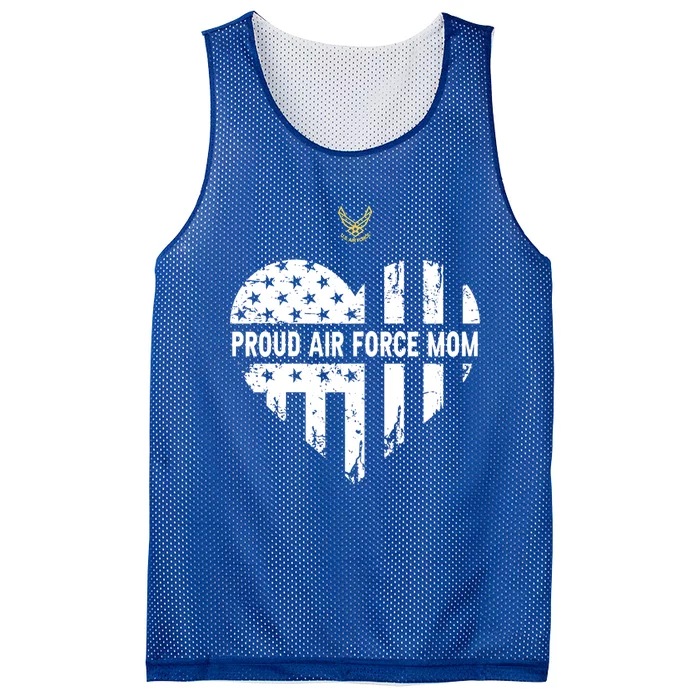 Proud Air Force Mom Pride Military Family Heart Gift Mesh Reversible Basketball Jersey Tank