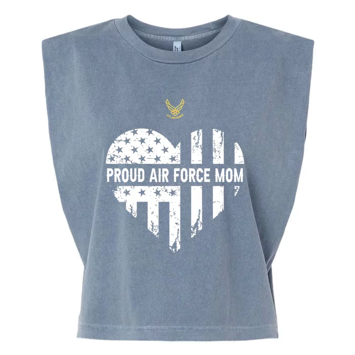 Proud Air Force Mom Pride Military Family Heart Gift Garment-Dyed Women's Muscle Tee