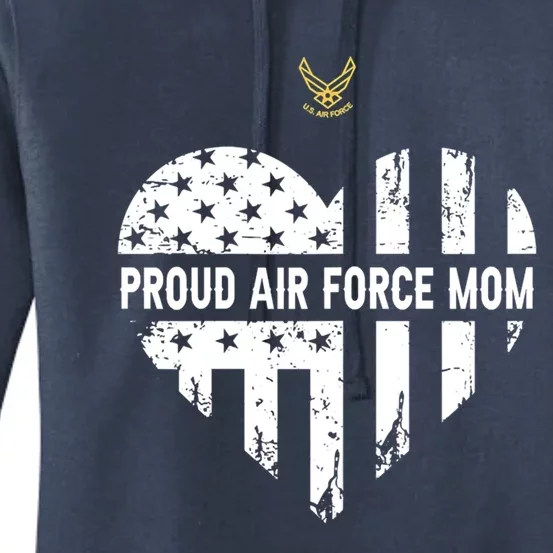 Proud Air Force Mom Pride Military Family Heart Gift Women's Pullover Hoodie