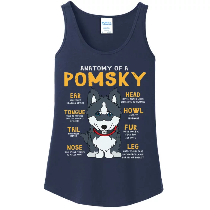 Pomsky Anatomy Funny Dog Mom Dad Gift Ladies Essential Tank