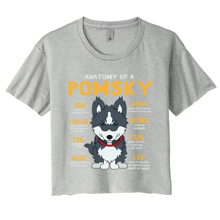 Pomsky Anatomy Funny Dog Mom Dad Gift Women's Crop Top Tee