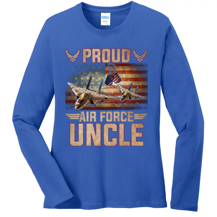 Proud Air Force Uncle Gift Veterans Day Gift Ladies Long Sleeve Shirt