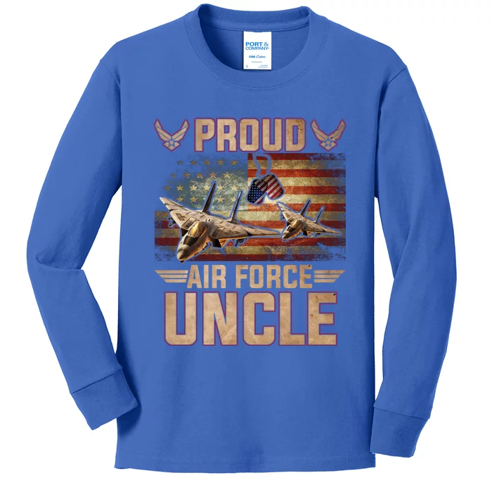 Proud Air Force Uncle Gift Veterans Day Gift Kids Long Sleeve Shirt