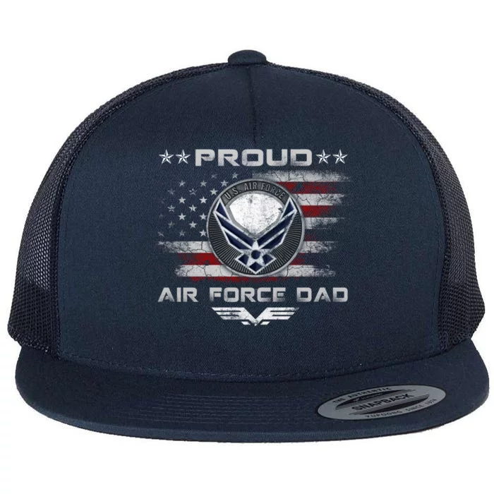 Proud Air Force Dad Military Veteran Pride Us Flag Cute Gift Flat Bill Trucker Hat