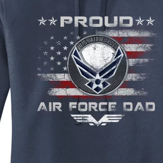 Proud Air Force Dad Military Veteran Pride Us Flag Cute Gift Women's Pullover Hoodie