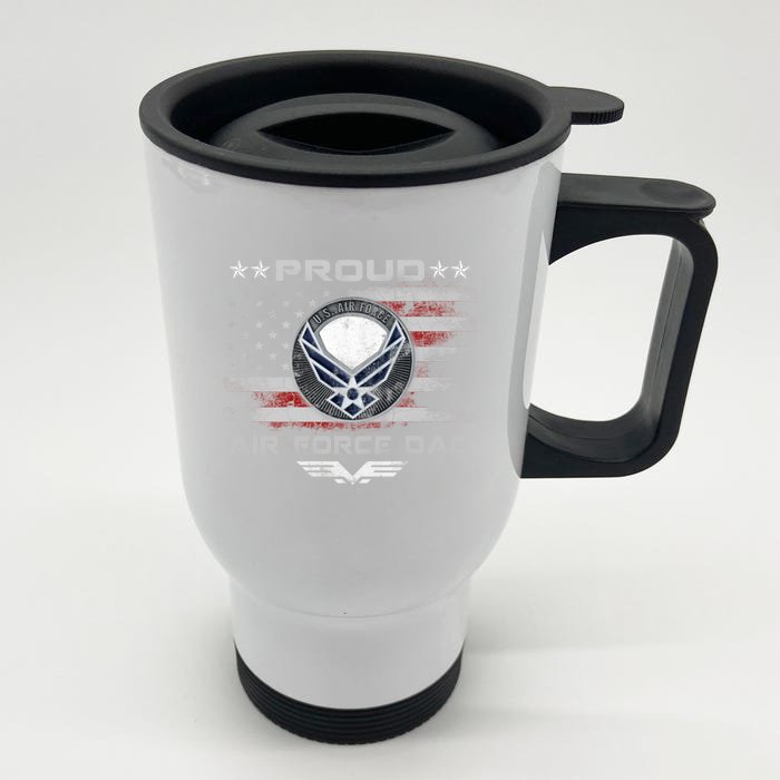 Proud Air Force Dad Military Veteran Pride Us Flag Cute Gift Front & Back Stainless Steel Travel Mug