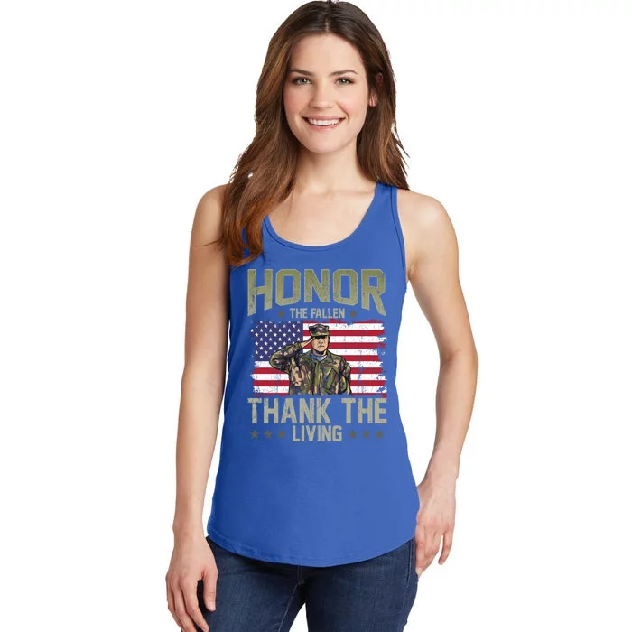 Patriotic American Flag Honor The Fallen Memorial Day Funny Gift Ladies Essential Tank