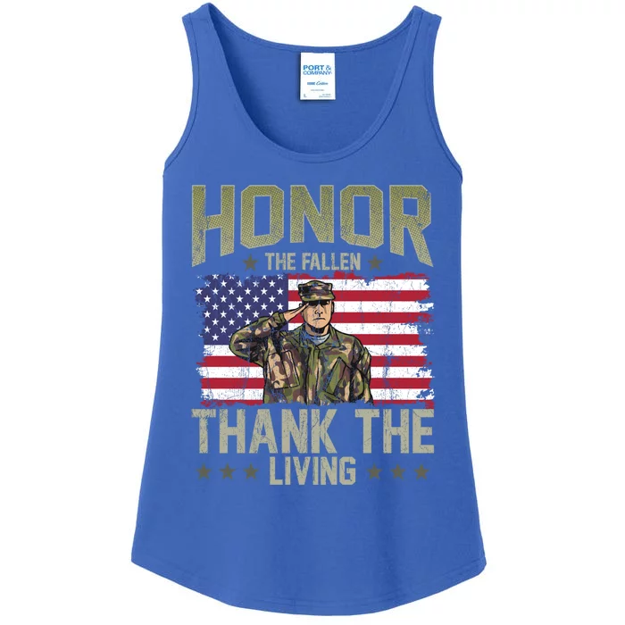 Patriotic American Flag Honor The Fallen Memorial Day Funny Gift Ladies Essential Tank