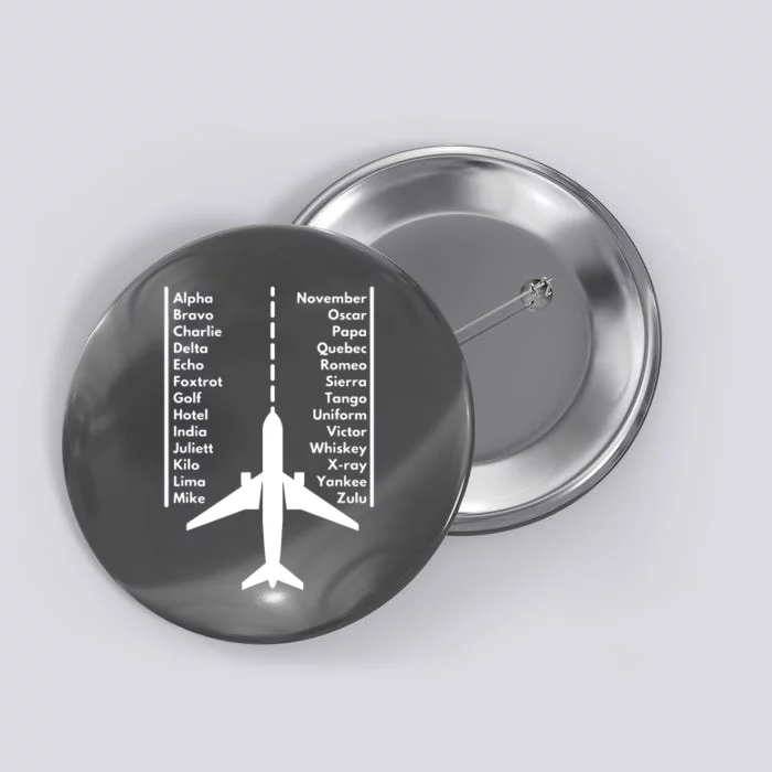 Phonetica Alphabet Funny Pilot Aviation Airplane Gift Button