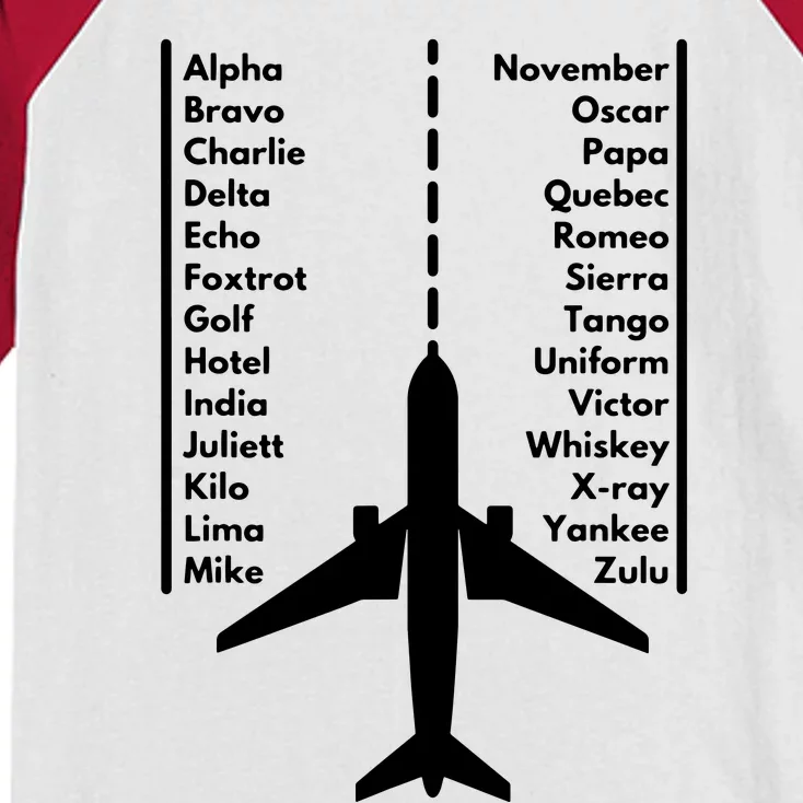 Phonetica Alphabet Funny Pilot Aviation Airplane Gift Kids Colorblock Raglan Jersey