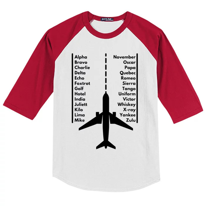 Phonetica Alphabet Funny Pilot Aviation Airplane Gift Kids Colorblock Raglan Jersey