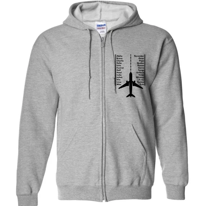 Phonetica Alphabet Funny Pilot Aviation Airplane Gift Full Zip Hoodie