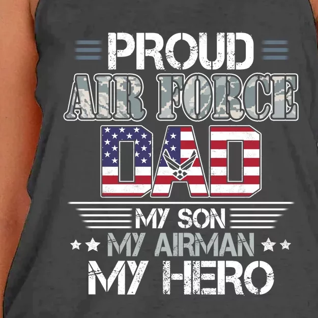 Proud Air Force Dad My Son My Airman My Hero Women's Knotted Racerback Tank