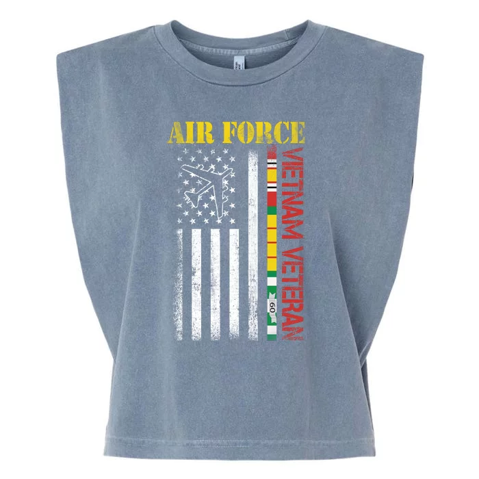 Proud Air Force Vietnam Veteran American Flag Gift Garment-Dyed Women's Muscle Tee