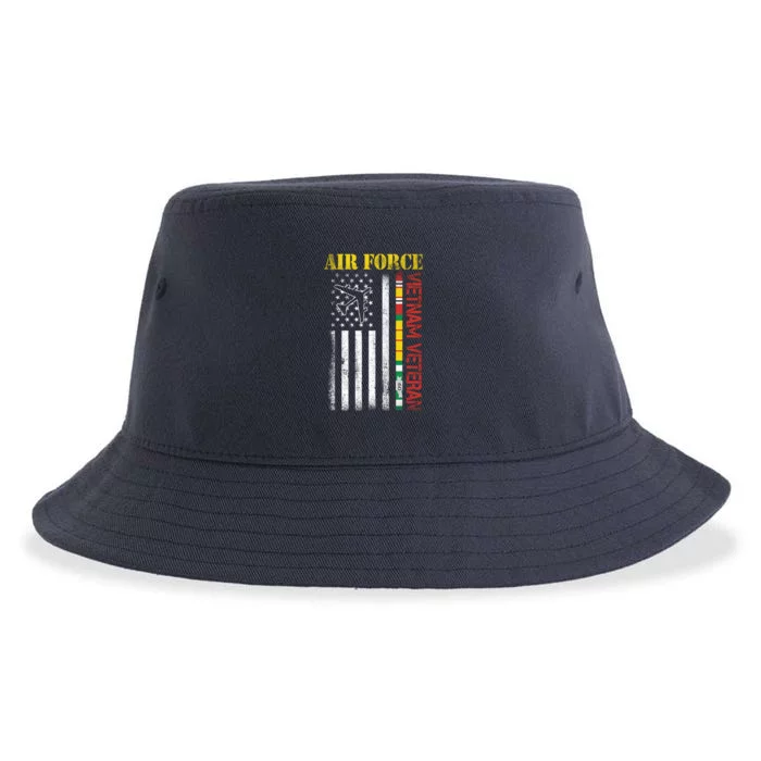 Proud Air Force Vietnam Veteran American Flag Gift Sustainable Bucket Hat