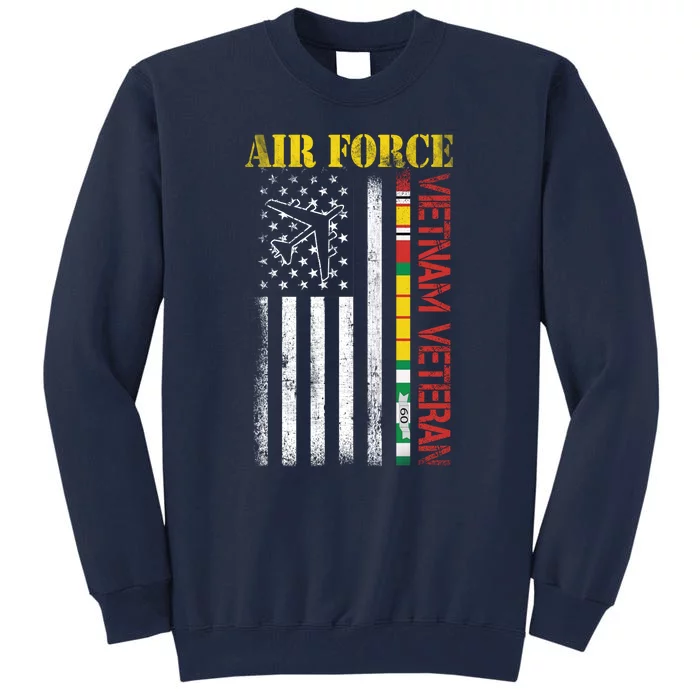 Proud Air Force Vietnam Veteran American Flag Gift Tall Sweatshirt