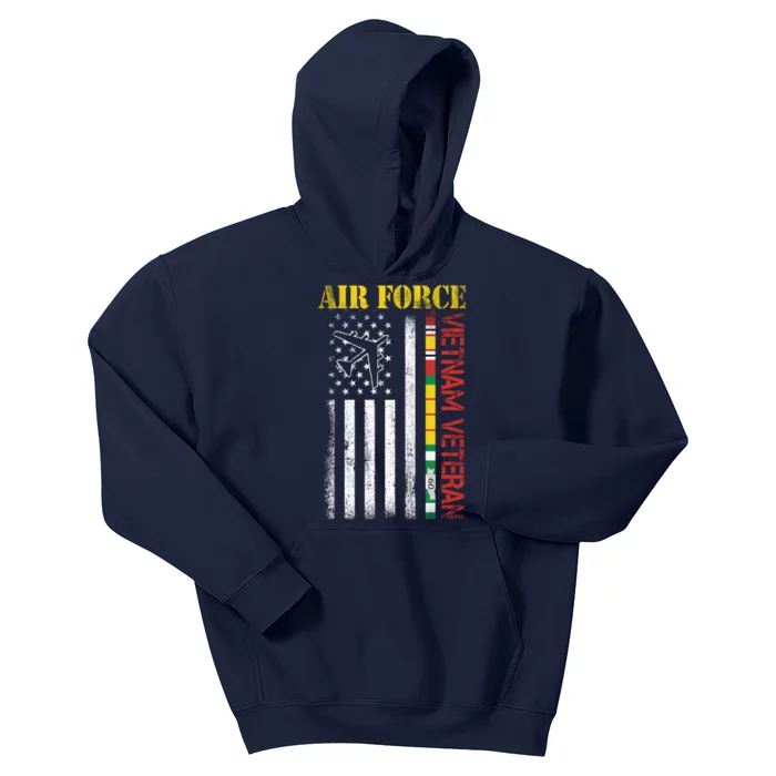 Proud Air Force Vietnam Veteran American Flag Gift Kids Hoodie