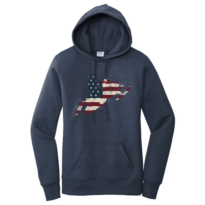 Proud American Flag Snowmobiling Gift Snowmobile Riding Gift Women's Pullover Hoodie