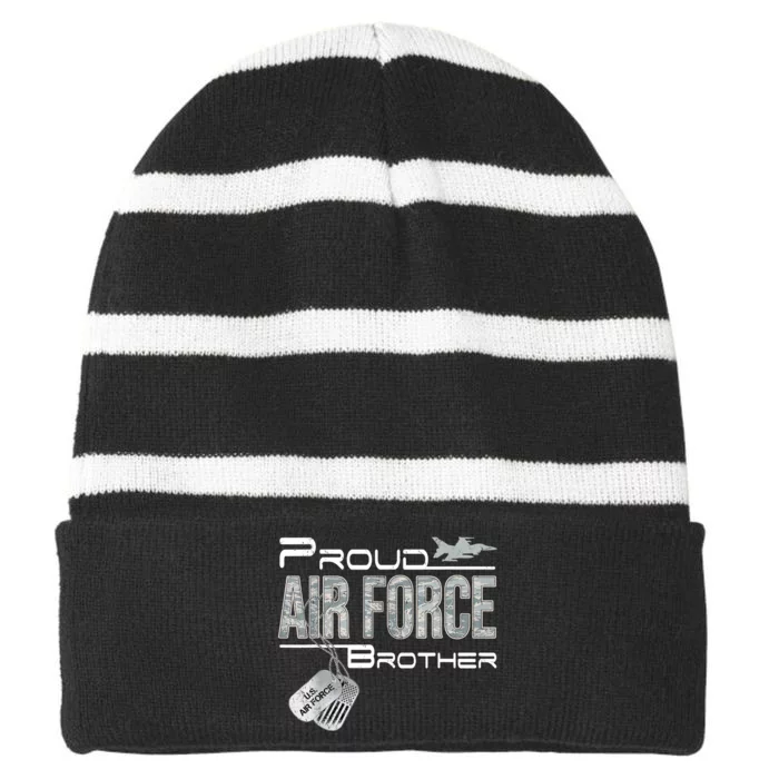 Proud Air Force Brother US Air Force Brother Graduation Striped Beanie with Solid Band