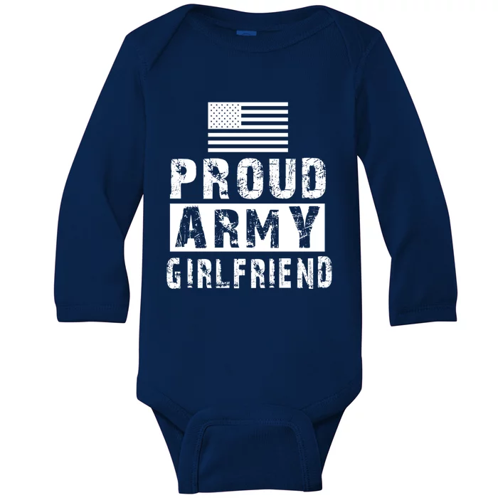 Proud Army Friend Family Military Appreciation Graphic Funny Gift Baby Long Sleeve Bodysuit