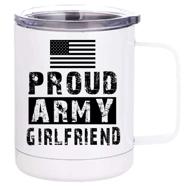 Proud Army Friend Family Military Appreciation Graphic Funny Gift Front & Back 12oz Stainless Steel Tumbler Cup