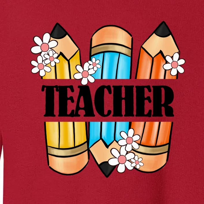 Pencil And Flower Back To School Graphic Toddler Sweatshirt