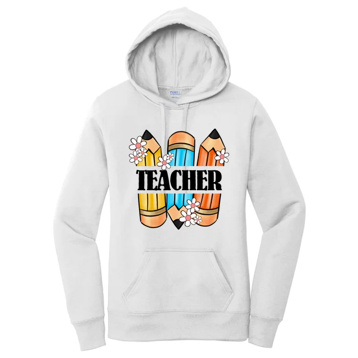 Pencil And Flower Back To School Graphic Women's Pullover Hoodie