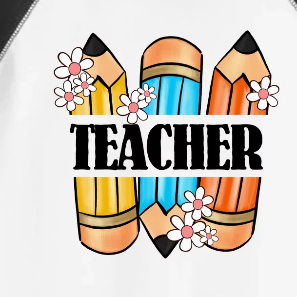 Pencil And Flower Back To School Graphic Toddler Fine Jersey T-Shirt