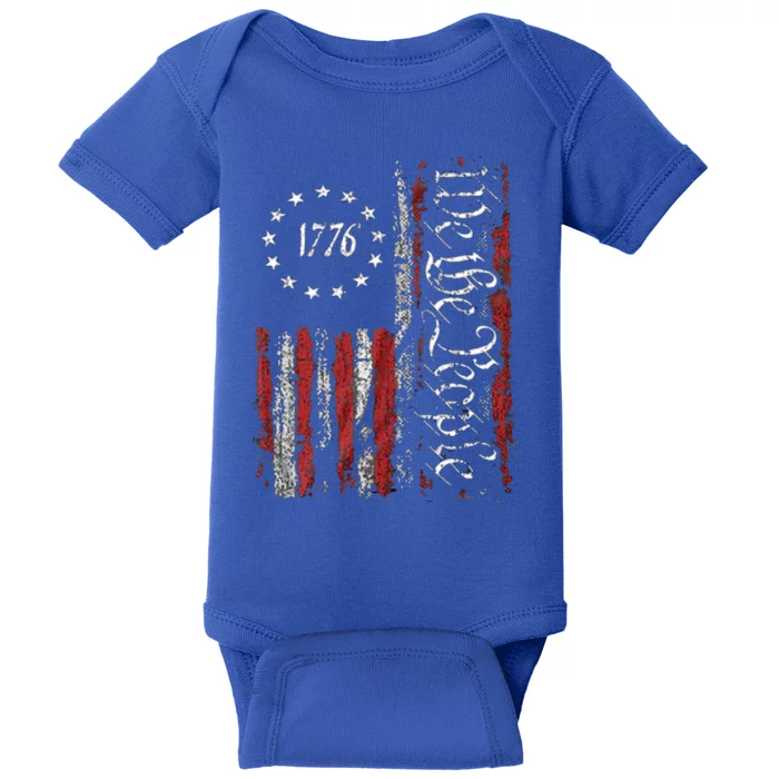 Print American Flag Patriotic 1776 We The People Usa Gift Baby Bodysuit