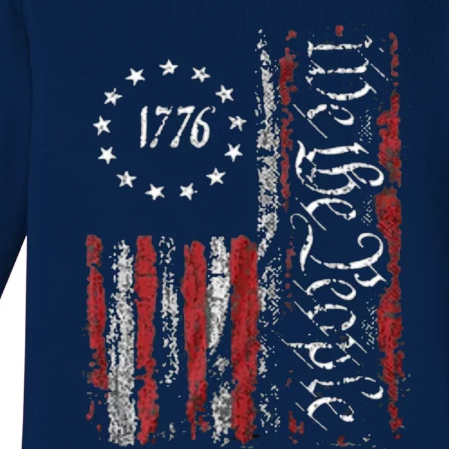 Print American Flag Patriotic 1776 We The People Usa Gift Baby Long Sleeve Bodysuit