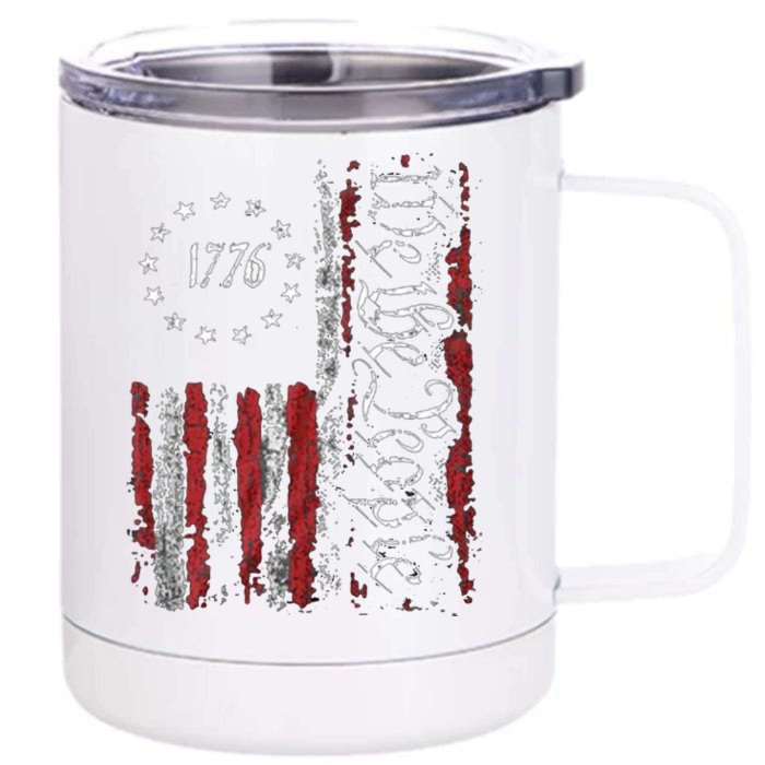 Print American Flag Patriotic 1776 We The People Usa Gift Front & Back 12oz Stainless Steel Tumbler Cup