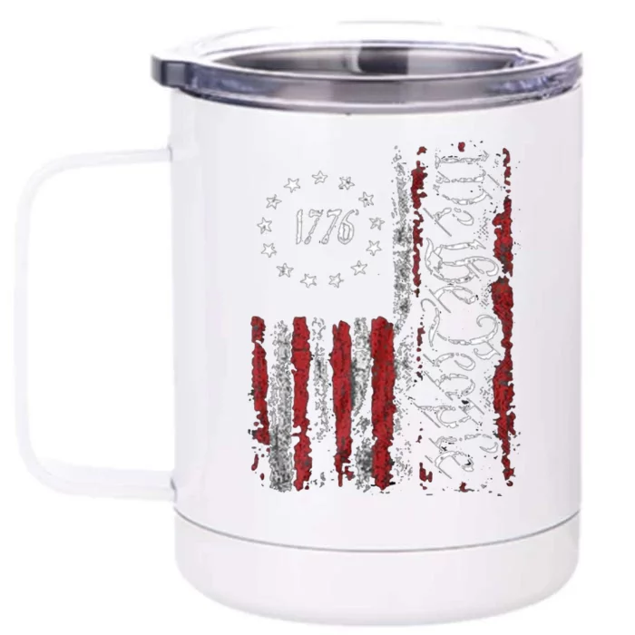 Print American Flag Patriotic 1776 We The People Usa Gift Front & Back 12oz Stainless Steel Tumbler Cup