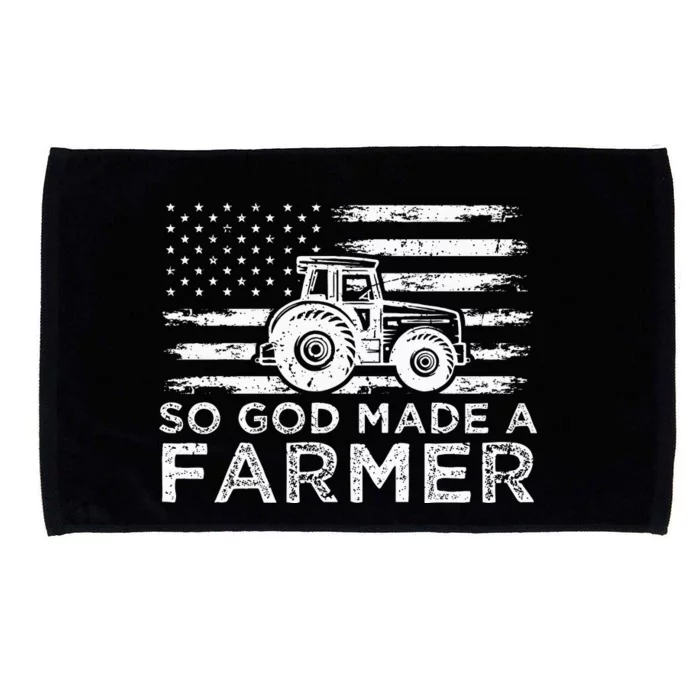 Patriotic American Flag Tractor So God Made A Farmer Microfiber Hand Towel