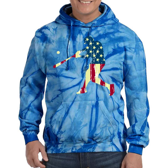 Patriotic American Flag Baseball Funny Gift Baseball Funny Gift Tie Dye Hoodie