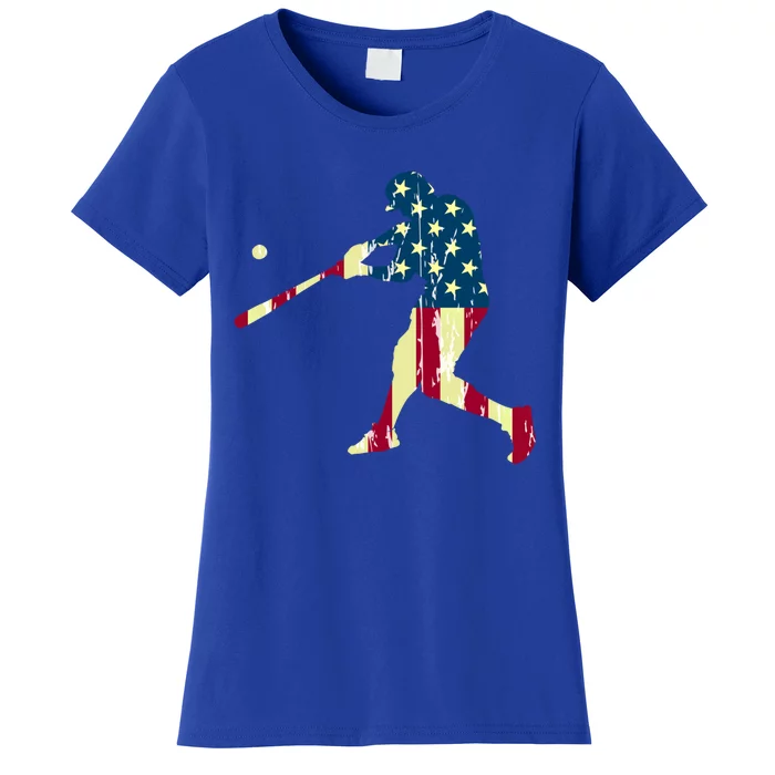 Patriotic American Flag Baseball Funny Gift Baseball Funny Gift Women's T-Shirt