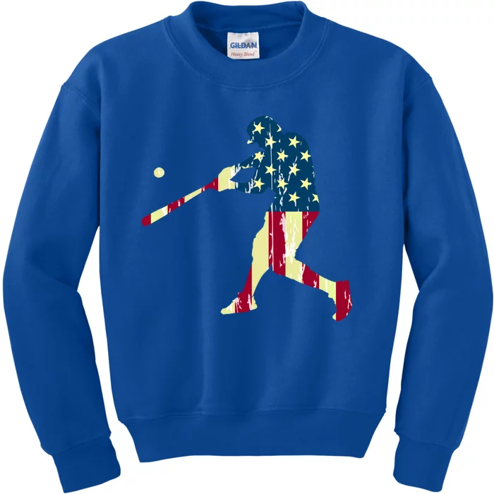 Patriotic American Flag Baseball Funny Gift Baseball Funny Gift Kids Sweatshirt