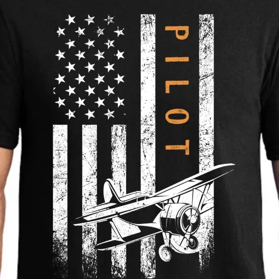 Pilot American Flag Airplane Design Aviation Cute Gift Pajama Set