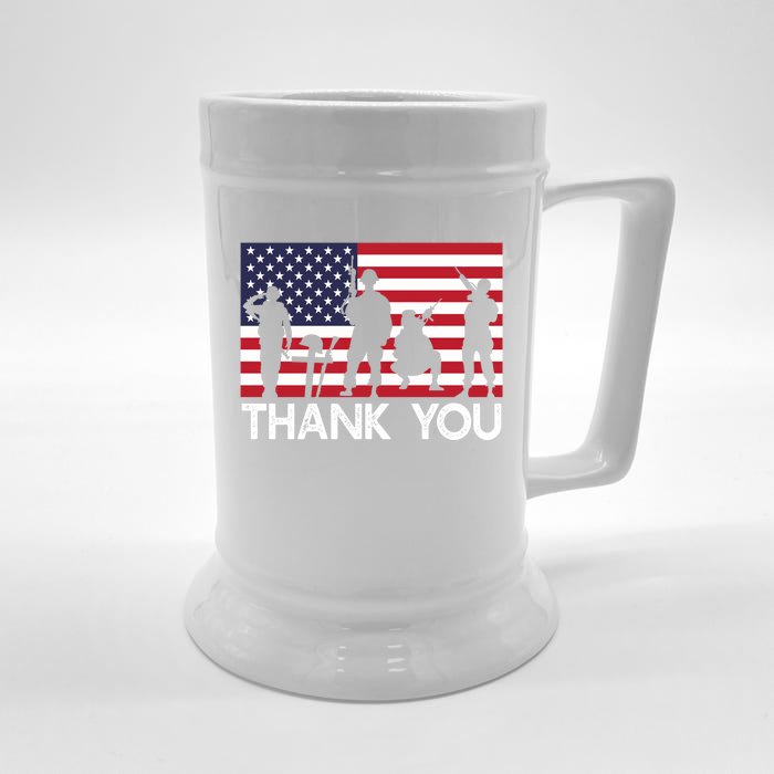 Patriotic American Flag Thank You Memorial Day Patriotic Gift Front & Back Beer Stein