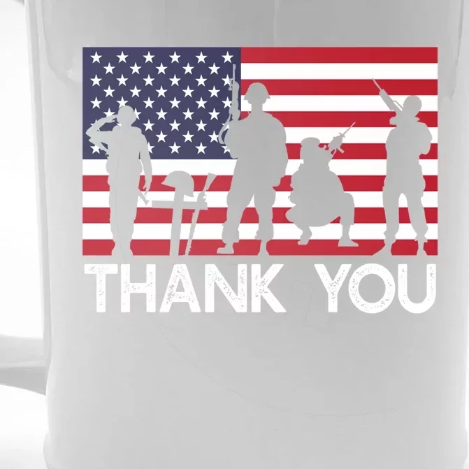 Patriotic American Flag Thank You Memorial Day Patriotic Gift Front & Back Beer Stein