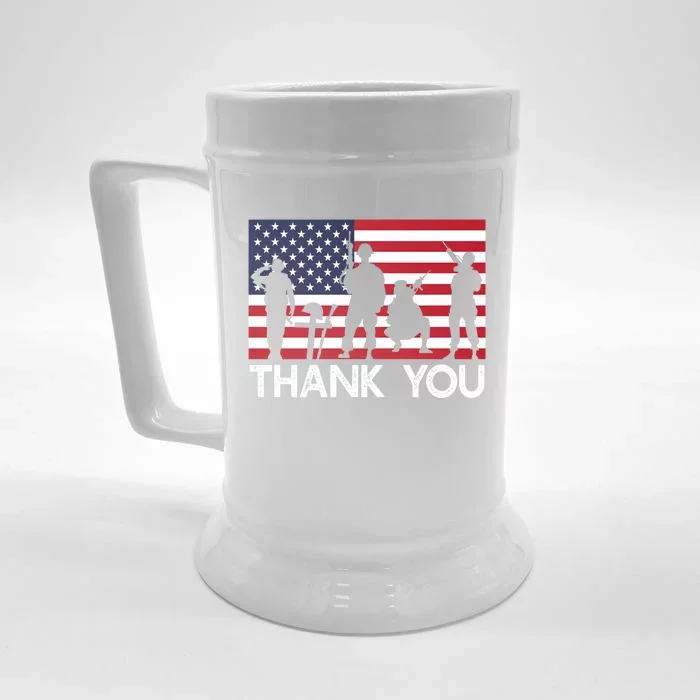 Patriotic American Flag Thank You Memorial Day Patriotic Gift Front & Back Beer Stein