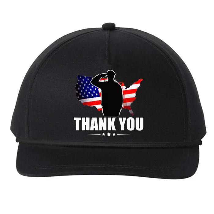 Patriotic American Flag Thank You For Your Service Veteran Snapback Five-Panel Rope Hat