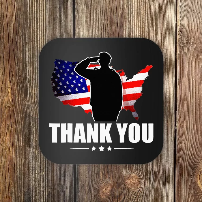 Patriotic American Flag Thank You For Your Service Veteran Coaster